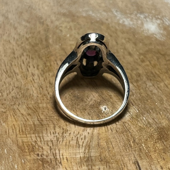 Vintage Marcasite & Amethyst 925 Sterling Silver Ring - Picture 8 of 11